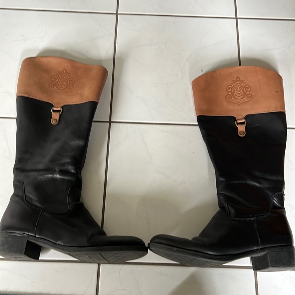 Franco Sarto Women's Brown and Black Knee High Riding Boots size 10